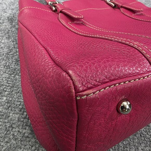 Fossil Pebbled Leather Satchel Bag Womens Fuchsia Pink Tote Handbag 75082 - Picture 12 of 16